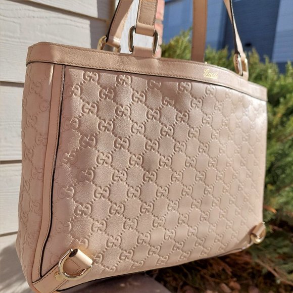 Gucci Handbags - Gucci Guccissima Abbey Cream Leather Monogram Tote